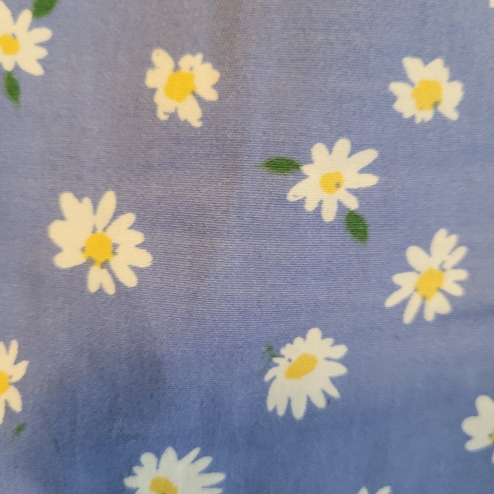 5/30 Zara Daisy Floral Pants Blue High Rise Cropped Womens Large - Picture 5 of 6